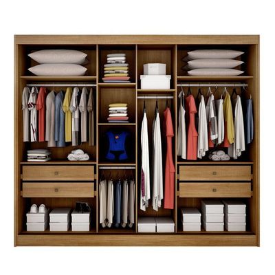 Guarda Roupa Casal Com 1 Porta Espelhada 4 Gavetas - Londres-cumaru/fendi - Móveis Horizonte