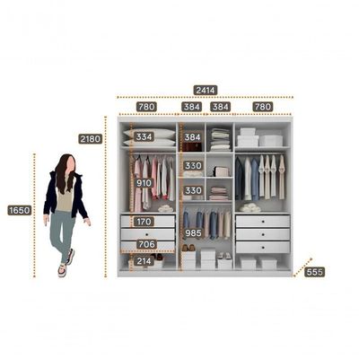 Guarda Roupa Casal 3 Portas 6 Gavetas - Paradizzo Gold-branco - Móveis Horizonte