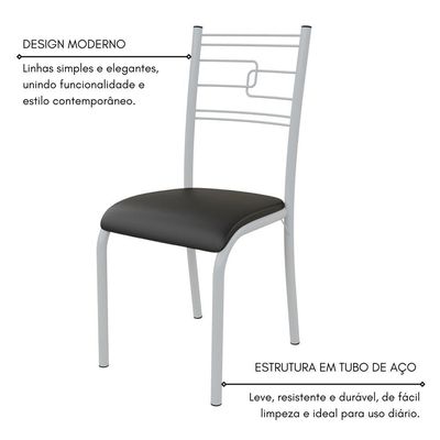 Conjunto Sala De Jantar Mila 4 Cadeiras Ella Branca C- Preto
