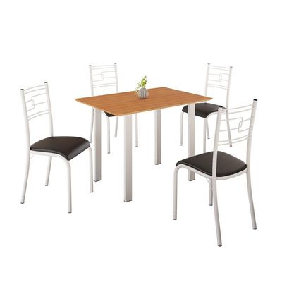 Conjunto Sala De Jantar Mila 4 Cadeiras Ella Branca C- Preto