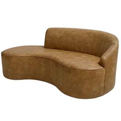 Sofá Curvo 2 Lugares 150cm Eron Braço Esq. Corano Sintético Caramelo - Nexta Casa