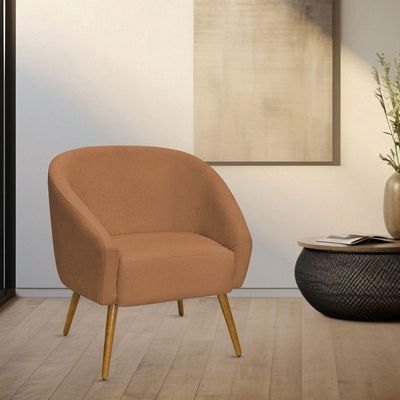 Poltrona Sala De Estar Mona Pés Palito Castanho Bouclé Terracota - Nexta Casa