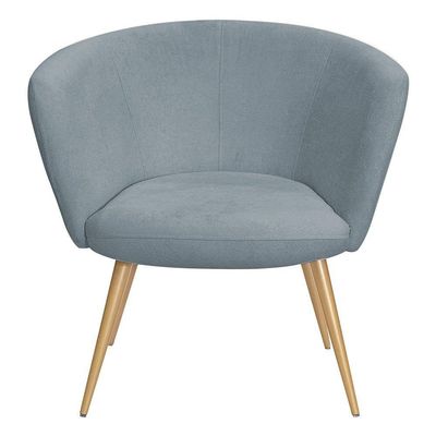 Poltrona Decorativa Isis Pés Palito Ouro Fosco Bouclé Azul Claro - Nexta Casa