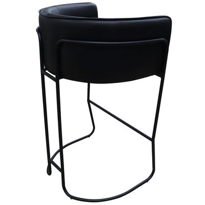 Banqueta Alta Com Encosto Betina Base Preto Fosco Corano Preto - Nexta Casa