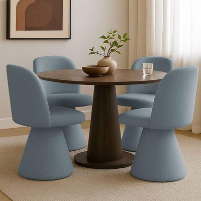 Cadeira De Jantar Liz Base Fixa Bouclé Azul Claro - Nexta Casa