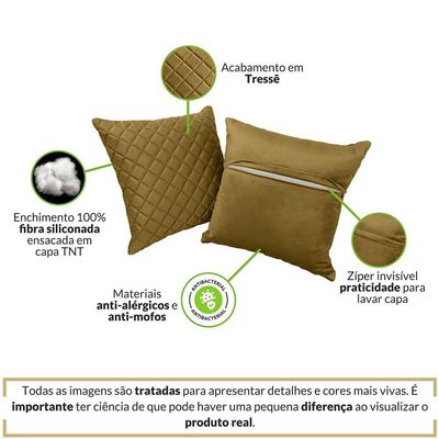 Almofadas Tressê Decorativas 40x40cm Veludo - Nexta Casa Cor Amarelo