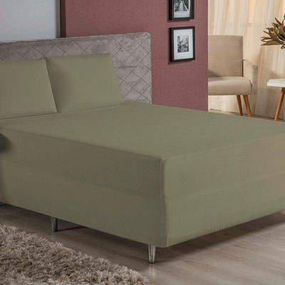 Jogo De Cama King Nobre 3 Peças Luva De Box 55cm De Altura Malha 100% Algodão - Avelã