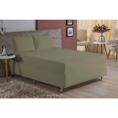 Jogo De Cama King Nobre 3 Peças Luva De Box 55cm De Altura Malha 100% Algodão - Avelã