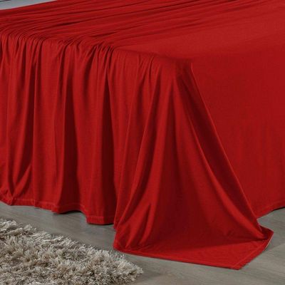 Jogo De Cama Queen Nobre 4 Peças Lençol Com Elástico De 30cm De Altura Malha 100% Algodão - Vermelho / Cinza