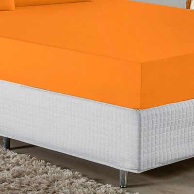 Jogo De Cama Casal Viúva Nobre 3 Peças Malha 100% Algodão - Laranja