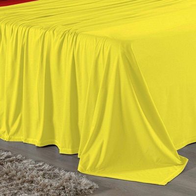 Jogo De Cama Casal Viúva Nobre 4 Peças Malha 100% Algodão - Amarelo / Vermelho