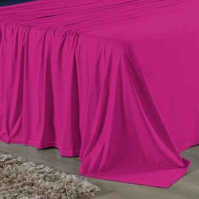 Jogo De Cama Casal Viúva Nobre 4 Peças Malha 100% Algodão - Pink / Azul-marinho
