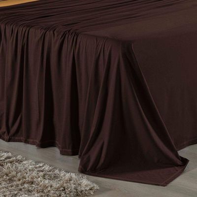 Jogo De Cama King Nobre 4 Peças Lençol Com Elástico De 30cm De Altura Malha 100% Algodão - Marrom / Cobre
