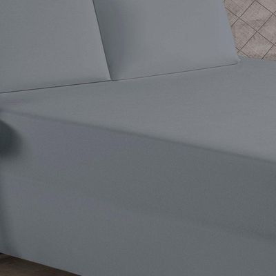 Jogo De Cama Casal Nobre 3 Peças Luva De Box 55cm De Altura Malha 100% Algodão - Cinza