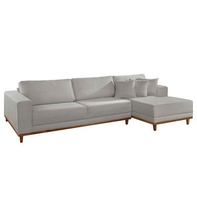 Sofá Cronos 03 Metros Chaise Lado Direito Meu Sofá Online A230 Linho Cinza