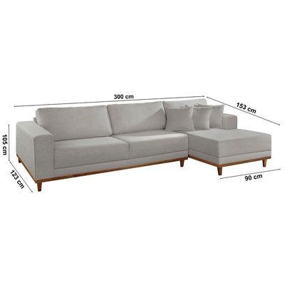 Sofá Cronos 03 Metros Chaise Lado Direito Meu Sofá Online A230 Linho Cinza