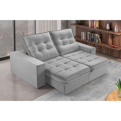 Sofá 4 Lugares Retrátil E Reclinável Martins M-165 Veludo Cinza