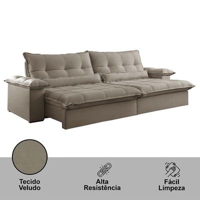 Sofá Vega 02 Módulos De 80cm Br 25cm Meu Sofá Online B002 Veludo Capuccino