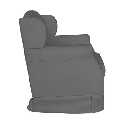 Poltrona Amamentação Com Balanço E Puff Luxo Suede Manuela Cinza