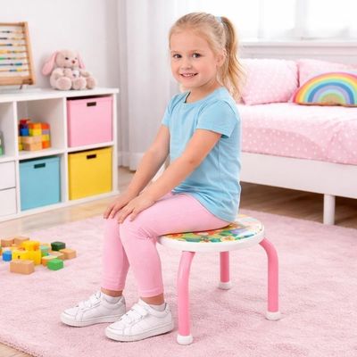 Banqueta Infantil Rosa Multiuso Para Estudos Lanche Conforto Segurança Para O Dia A Dia Das Crianças