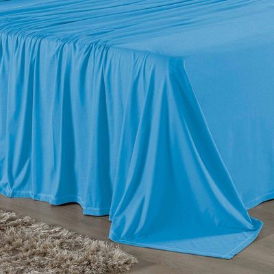 Lençol De Cima King Nobre 1 Peça 2,50m X 2,90m Malha 100% Algodão - Turquesa