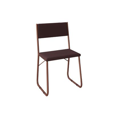 Cadeira de Jantar Angra Estofada Marrom Base Cobre Altura 85CM Largura 46CM