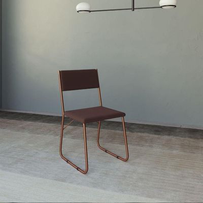 Cadeira de Jantar Angra Estofada Marrom Base Cobre Altura 85CM Largura 46CM