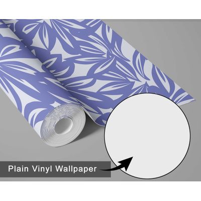 Papel de Parede Moderno Folhagem Tropical Azul, Vinil Autoadesivo, Aplicação Fácil DIY para Quarto, Armários e Ambientes - S4Sassy 63,5 cm (L) × 304,8 cm (C) / Azul - Vinil Liso