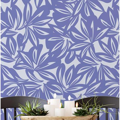 Papel de Parede Moderno Folhagem Tropical Azul, Vinil Autoadesivo, Aplicação Fácil DIY para Quarto, Armários e Ambientes - S4Sassy 63,5 cm (L) × 304,8 cm (C) / Azul - Vinil Liso