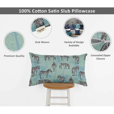 Capas de Almofada Luxuosas Estampadas Tema Azul, Capas Decorativas e Capa para Almofada de Sofá - Vargottam 30,48 Cm × 50,8 Cm – Retangular / Azul