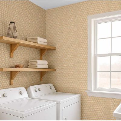 Papel de Parede Autoadesivo de Vinil Amarelo com Padrão Microgeométrico Moderno, Fácil de Aplicar para Quarto, Armários e Salas - S4Sassy 63,5 cm (L) × 914,4 cm (C) / Amarelo - Vinil Texturizado