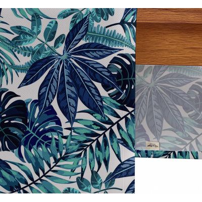 Caminho de Mesa de Algodão com Estampa Tropical de Folhas, 36 cm de Largura, Tecido Twill Premium para Mesas e Aparadores - Vargottam 35,56 Cm (L) × 182,88 Cm (C) / Azul