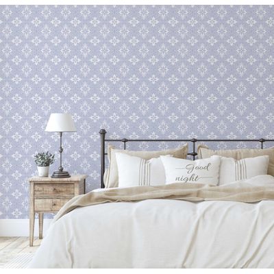 Papel de Parede Autoadesivo Vinílico Azulejo Floral Ornado Roxo, DIY Fácil para Quarto Estilo Farmhouse, Sala, Armários - S4Sassy 63,5 cm (L) × 304,8 cm (C) / Roxo - Vinil Liso