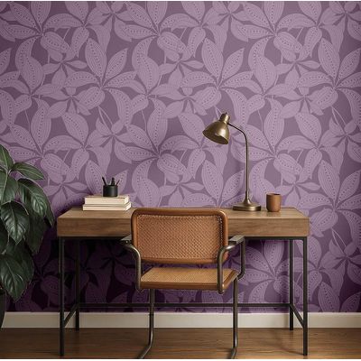 Papel Vinílico Autoadesivo Impermeável Folha Pontilhada Roxo, Removível para Decoração de Quartos, Espaços Alugados e Armários - S4Sassy 63,5 cm (L) × 609,6 cm (C) / Roxo - Vinil Liso