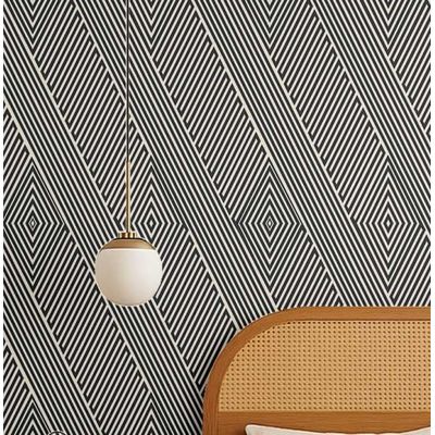 Papel de Parede Listras Ópticas Modernas Cinza, Vinil Autoadesivo Decorativo, Revestimento Fácil DIY para Quarto, Armários, Salas - S4Sassy 63,5 cm (L) × 304,8 cm (C) / Cinza - Vinil Texturizado