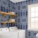 Papel de Parede Boho Autoadesivo com Estampa Tribal, Vinílico À Prova d'Água Azul, Removível para Quarto e Sala - S4sassy 63,5 cm (L) × 914,4 cm (C) / Azul - Vinil Texturizado