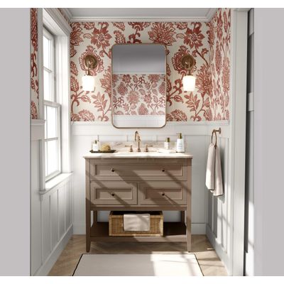 Papel de Parede Vinílico Autoadesivo Trilha Floral Vintage Impermeável Marrom Removível Estilo Asiático para Quartos e Salas - S4Sassy 63,5 cm (L) × 152,4 cm (C) / Marrom - Vinil Liso