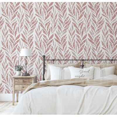 Papel Parede Autoadesivo Folha Abstrata de Bananeira, Papel Contact Vinílico Impermeável Marrom Removível Quarto e Sala de Jantar - S4Sassy 63,5 cm (L) × 609,6 cm (C) / Marrom - Vinil Texturizado