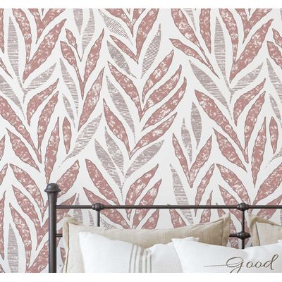 Papel Parede Autoadesivo Folha Abstrata de Bananeira, Papel Contact Vinílico Impermeável Marrom Removível Quarto e Sala de Jantar - S4Sassy 63,5 cm (L) × 609,6 cm (C) / Marrom - Vinil Texturizado