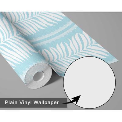 Papel de Parede Vinílico Autoadesivo Moderno Listras de Samambaia Urban Chic Impermeável Azul Removível para Quartos e Salas - S4Sassy 63,5 cm (L) × 304,8 cm (C) / Azul - Vinil Texturizado