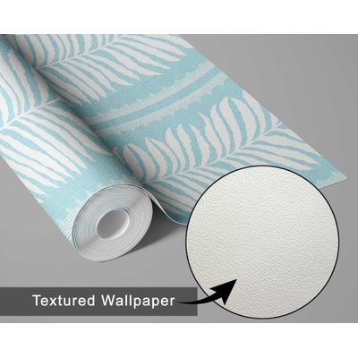 Papel de Parede Vinílico Autoadesivo Moderno Listras de Samambaia Urban Chic Impermeável Azul Removível para Quartos e Salas - S4Sassy 63,5 cm (L) × 304,8 cm (C) / Azul - Vinil Texturizado