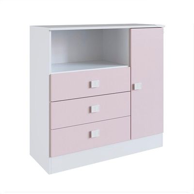 Cômoda Infantil 3 Gavetas 1 Porta Mdp 15mm Percasa Rosa
