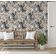 Papel de Parede Folhas de Palmeira Pintadas à Mão, Preto, Vinil Autoadesivo, Decorativo, Instalação Fácil para Quarto e Sala - S4Sassy 63,5 cm (L) × 304,8 cm (C) / Preto - Vinil Liso