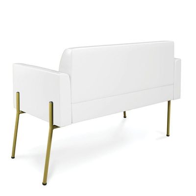 Sofá Namoradeira 2 Lugares Pé De Ferro Dourado Marisa Corano D03 Branco
