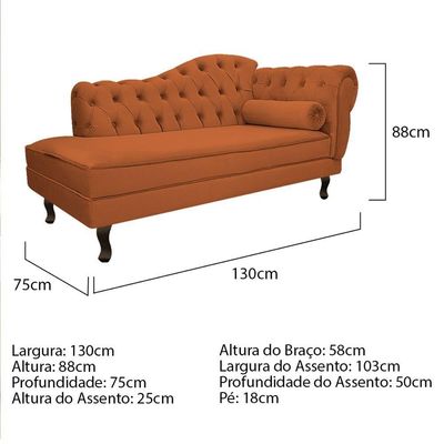 Kit Diva Recamier Diana 130Cm Lado Esquerdo E 02 Poltronas Julia Suede - Doce Sonho Móveis Terracota