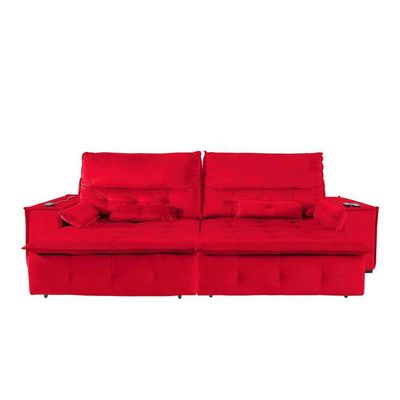 Sofá Fusion 3.00m Elétrico Com Usb E Vibro Massagem - Vermelho