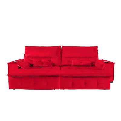 Sofá Fusion 3.00m Elétrico Com Usb E Vibro Massagem - Vermelho