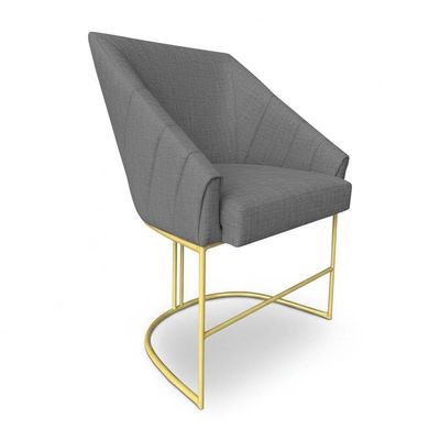 Kit 8 Poltronas Luxo Alana Linho Base Ferro Preto - Pallazio Cor Grafite