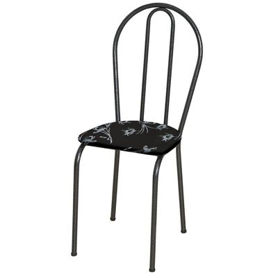 Kit 8 Cadeiras 004 Cromo Preto/florido - Artefamol