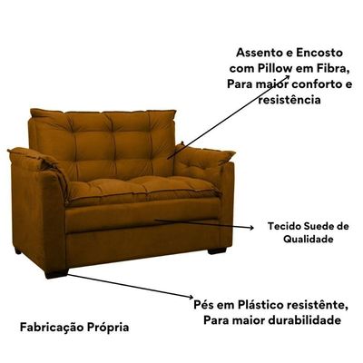 Sofá Confortável 1,40 Pequeno Compacto Small Cobre